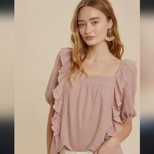 In loom Pink Ruffle Top